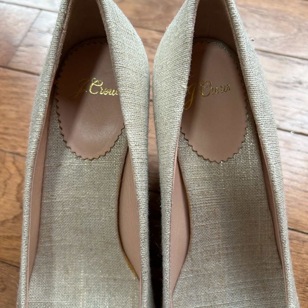J. Crew Seville Espadrille Wedges in Metallic Gold Canvas - Picture 10 of 12